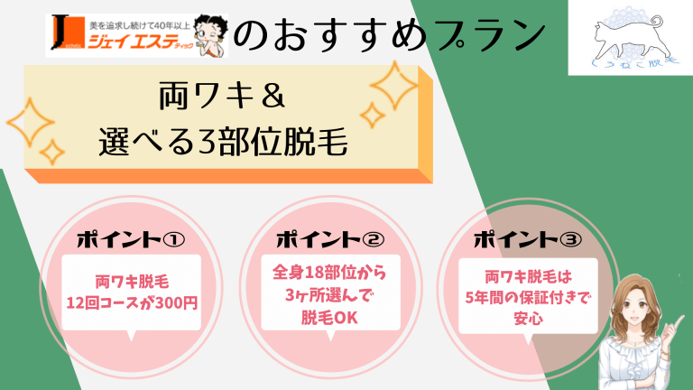 ジェイエステティックのおすすめプラン両ワキ