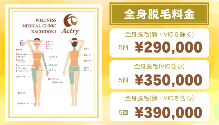 アクトリー女性全身脱毛料金