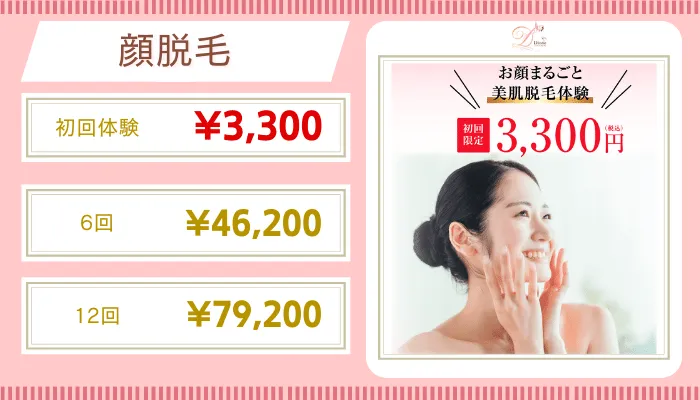 ディオーネ比較顔脱毛料金