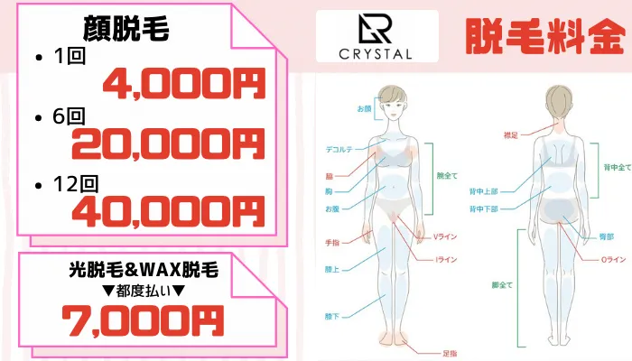 脱毛サロン-松江CRYSTAL-Wax＆Nail顔脱毛料金