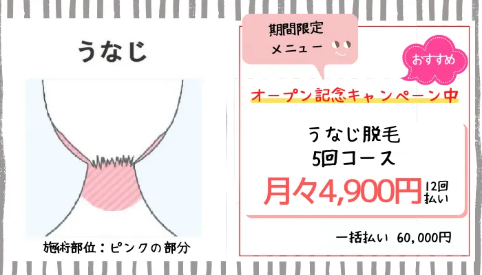 リゲルクリニック期間限定うなじ脱毛料金