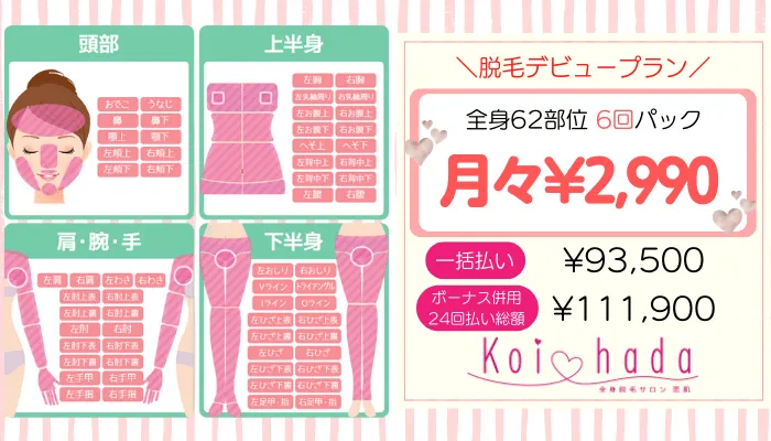 恋肌全身62部位料金