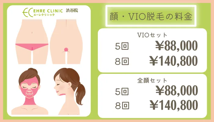 エーレクリニック 渋谷顔とVIO脱毛の料金