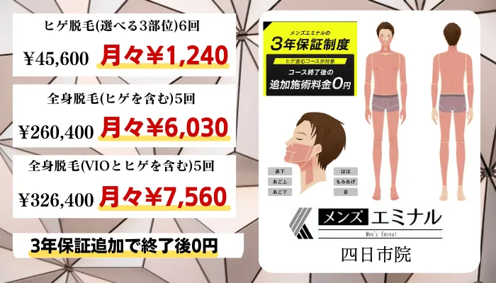 メンズエミナル四日市比較料金