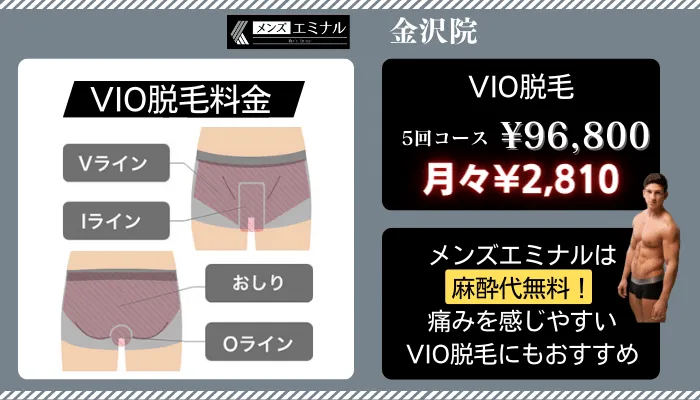 メンズエミナル金沢VIO脱毛料金