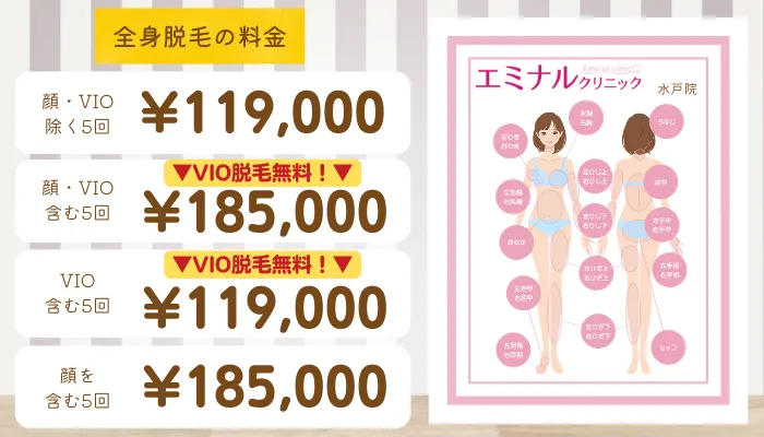 エミナルクリニック水戸全身脱毛料金